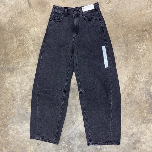 GU barrel leg jeans 08 dark gray size xs - Picture 3 of 5